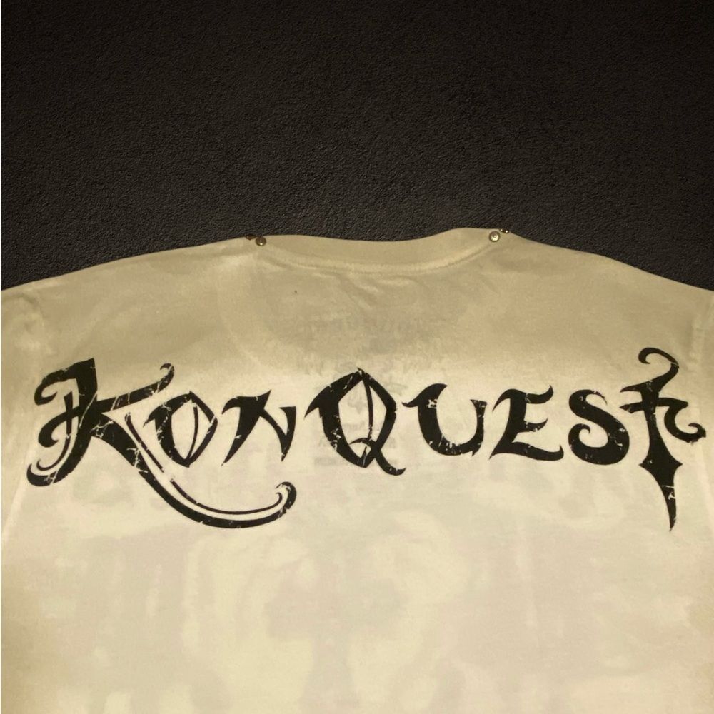 KonQuest RARE MEN’s skull T-Shirt Swarovski crystals & studded NWT size S. - Picture 6 of 14